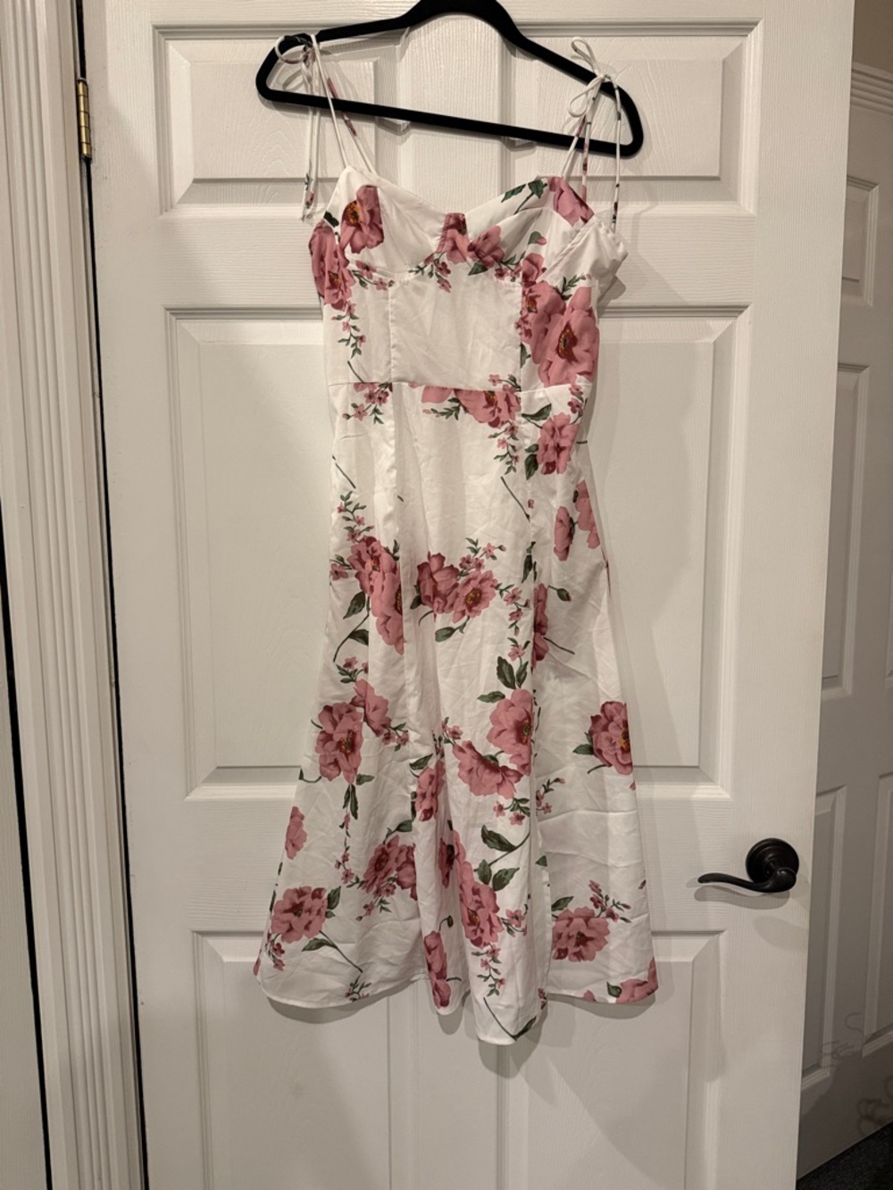 SHEIN White Dress with Pink Floral Print